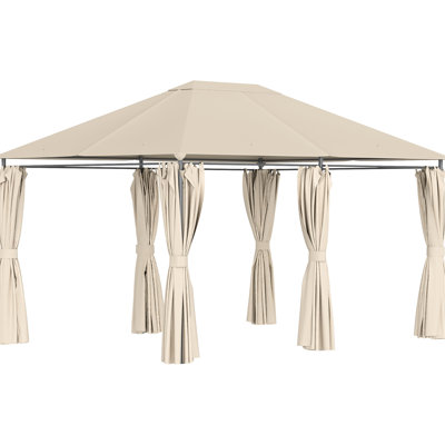 13'X 10' Patio Gazebo With 6 Removable Sidewalls & Metal Frame. For Garden, Lawn, Backyard, Deck. Elegant Look, Build. Khaki Canopy Top X 13' Outdoor Side Panels Steel Structure. Stylish, .