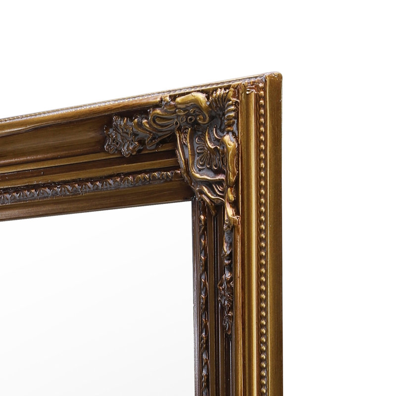 Wood Square Wall Mirror Decorative Mirror for Bathroom Livingroom, Gold