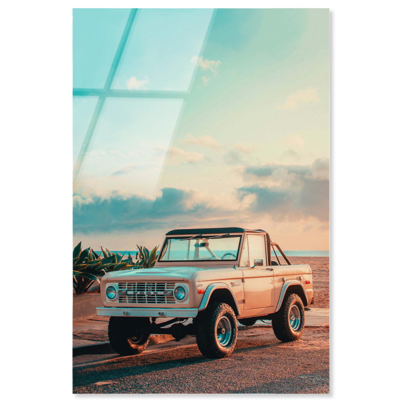 «Parked at sunset», reproduction d'art acrylique sur toile par Notoriart, H 15 po x l 10 po