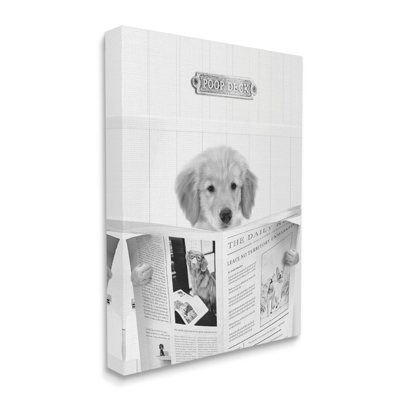 «Poop Deck Bathroom Dog» par Leah Straatsma, H 40 po x l 30 po x P 1,5 po