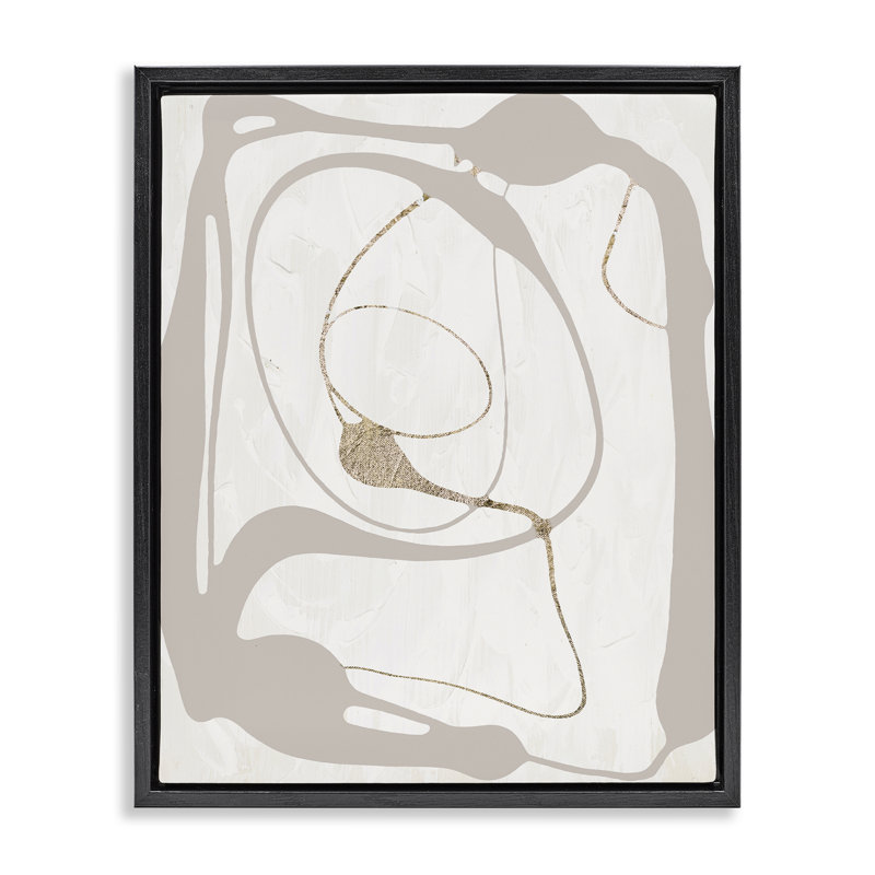 Toile flottante grise très abstraite par Lanie Loreth, Cadre flottant noir de jais, H 31 po x l 25 po x P 1,7 po