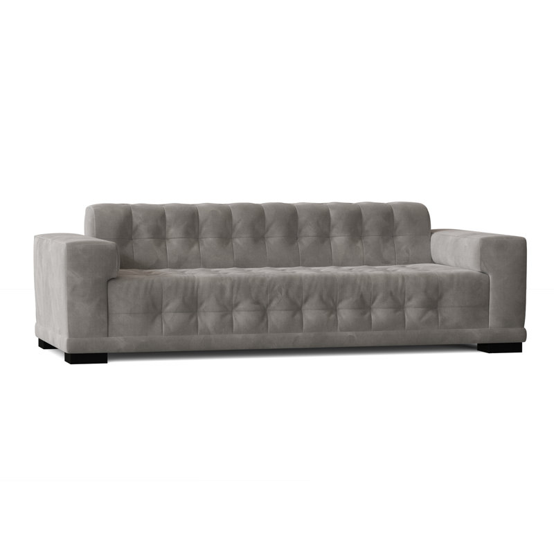 Canapé à accoudoirs carrés 89 po, Velours Bella Dove Performance, Noir, Standard