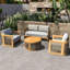 Ensemble de conversation pour patio 4 personnes en bois d'acacia avec coussins Brewsty