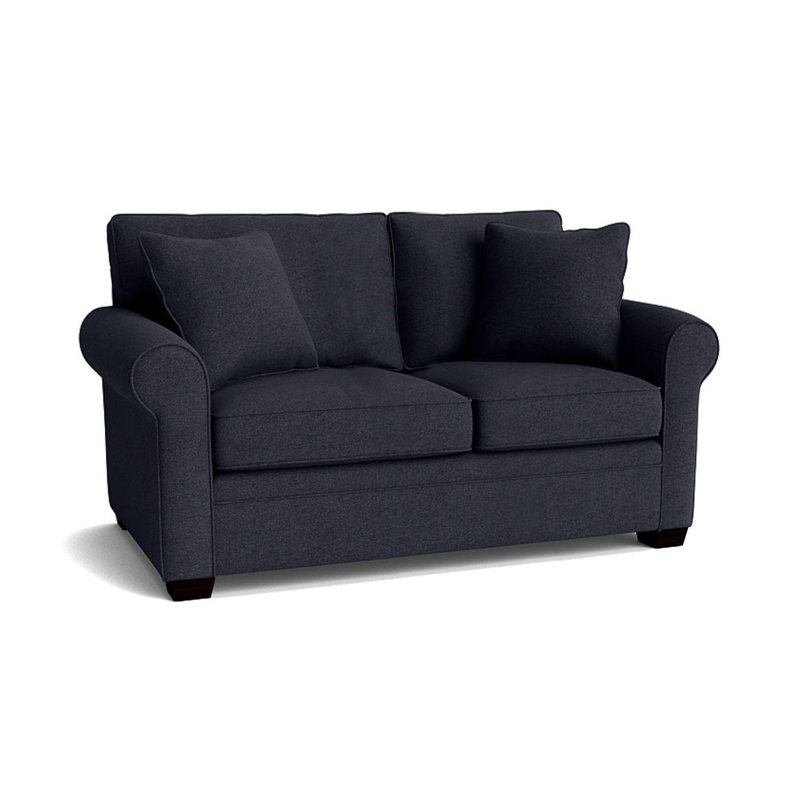 Causeuse à accoudoirs roulés 61 po Quaker, Espresso, Bleu marine Entice