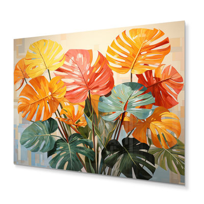 Orange orange, plantes tropicales I - art mural tropical en métal