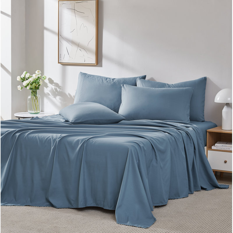 Southshore Fine Linens Vilano Springs Extra Deep Pocket 6-Piece Sheet Set, Ultra Soft Double-Brushed 110 GSM Microfiber Bedding, 21-Inch Deep Pocket, 4 Pillowcases, California King, Coronet Blue