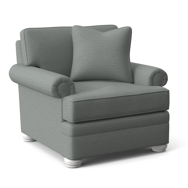 Kensington Armchair, Taupe Plaid; 0126-73, Frost White Finish