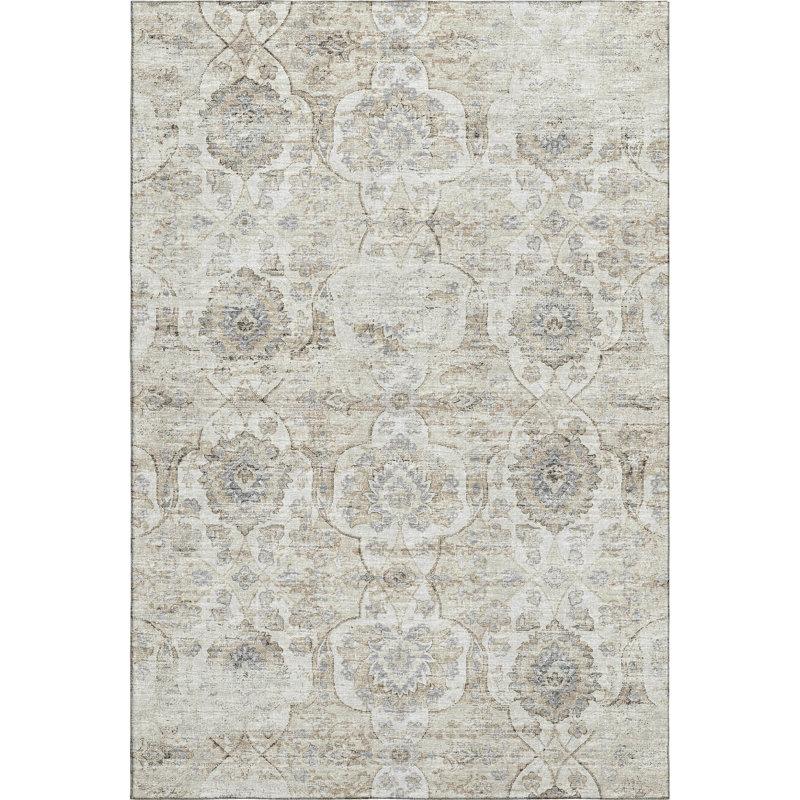 Premium Machine Washable Alliah AMF95 Linen Rug, Rectangle 9' x 12'