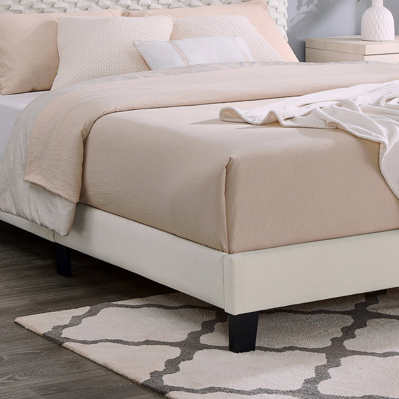 Lit plateforme tapissier moelleux en colombe, Lit double