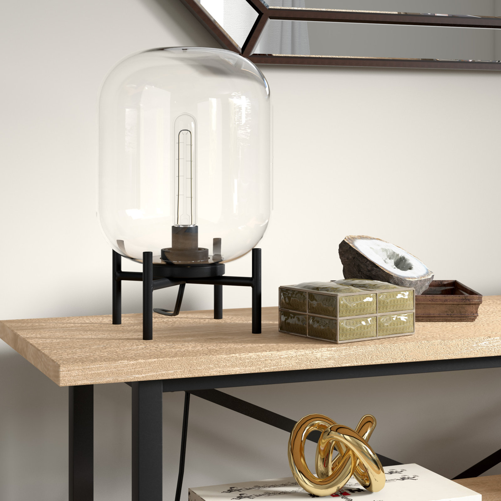 Danae Novelty Lamp, Blackened Bronze, Clear