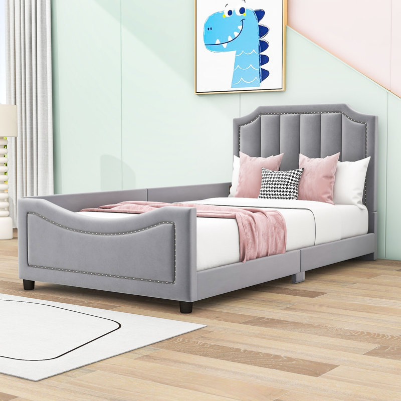 Lit tapissier pour enfant Latoire, gris