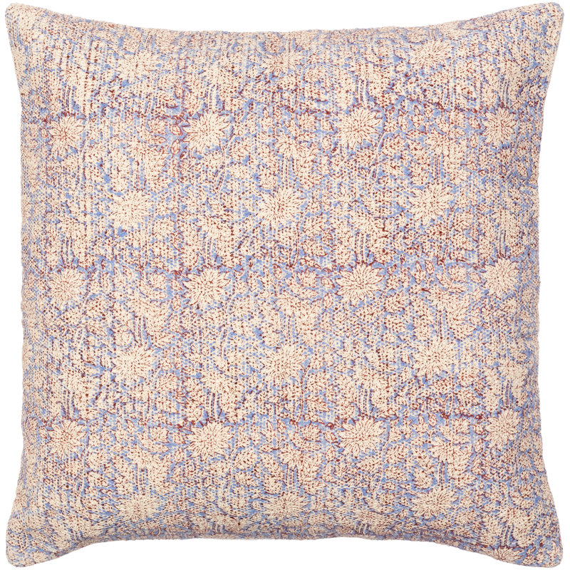 Floral Cotton Pillow Cover, 18" x 18"