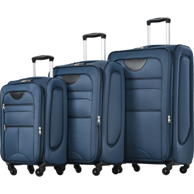 Ensemble de 3 valises extensibles Softside Valise, H 28,01 po x l 18,91 po x P 12,21 po, Bleu très foncé