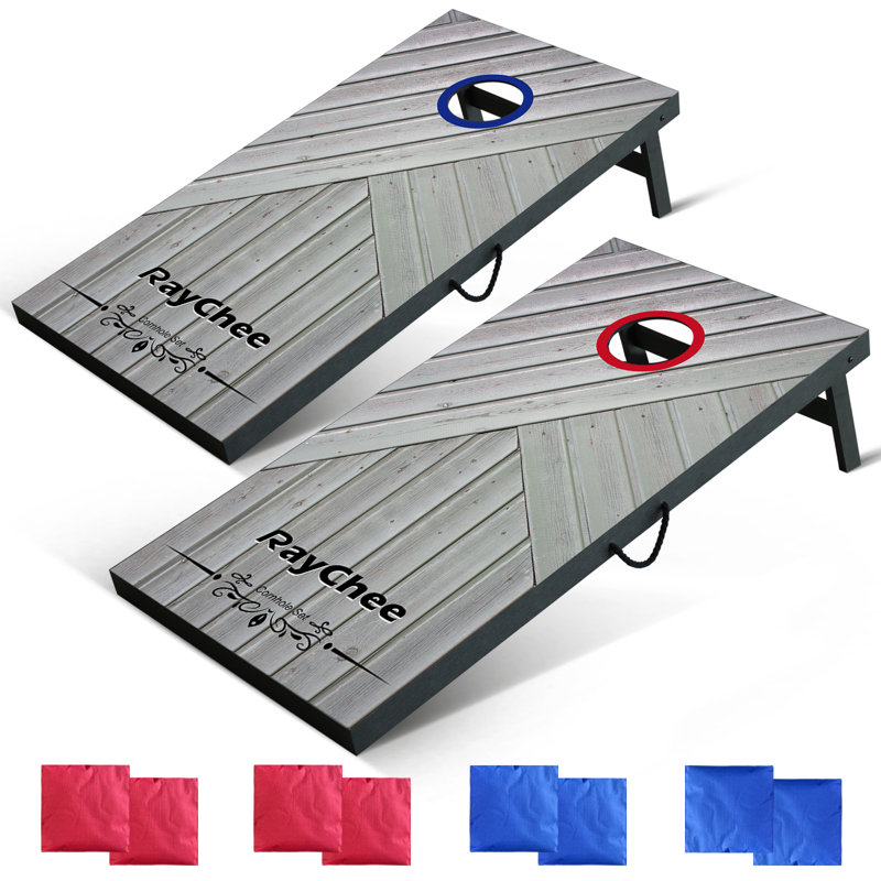 Raychee 2' X 4' Premium Wood Cornhole Set With 8 Bean Bags, 12" H x 48" W x 24" D