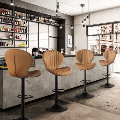 Modern Adjustable Swivel Barstools, Set of 2