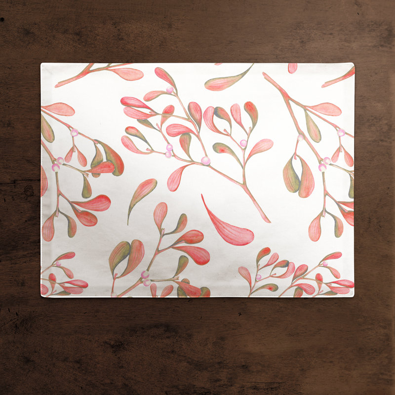Napperon aquarelle feuilles et baies, Rouge