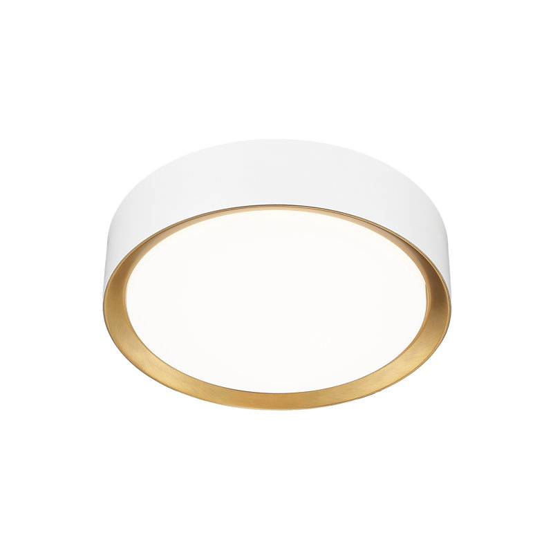 Asalah 1 Light Flush Mount, Matt White/Gold, 3" H x 12" W x 12" D