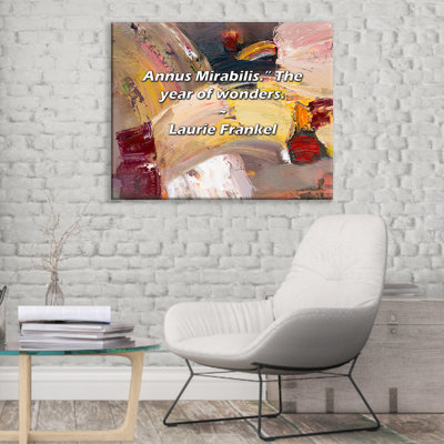 Artsy Quote "Annus Mirabilis. The year of wonders." By Laurie Frankel Gallery Wrapped Canvas