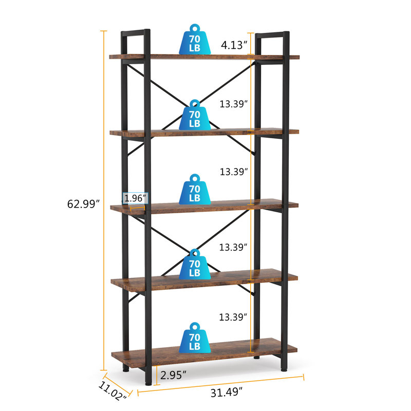 Fard 31.5'' W Steel Shelving Unit, Brown