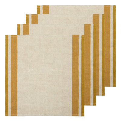 Serviettes Ariadnee - Moutarde / naturel - 20 po x 20 po