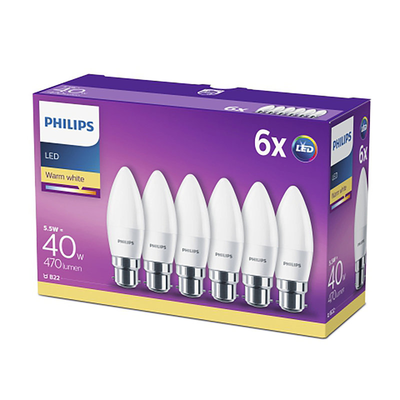 Philips LED Frosted B35 B22 Bayonet Cap 40W Warm White