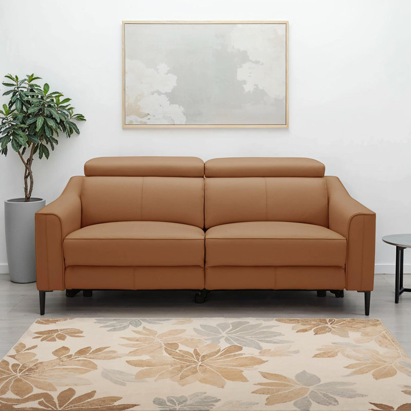 Anisia 60'' Leather Power Reclining Loveseat, Camel