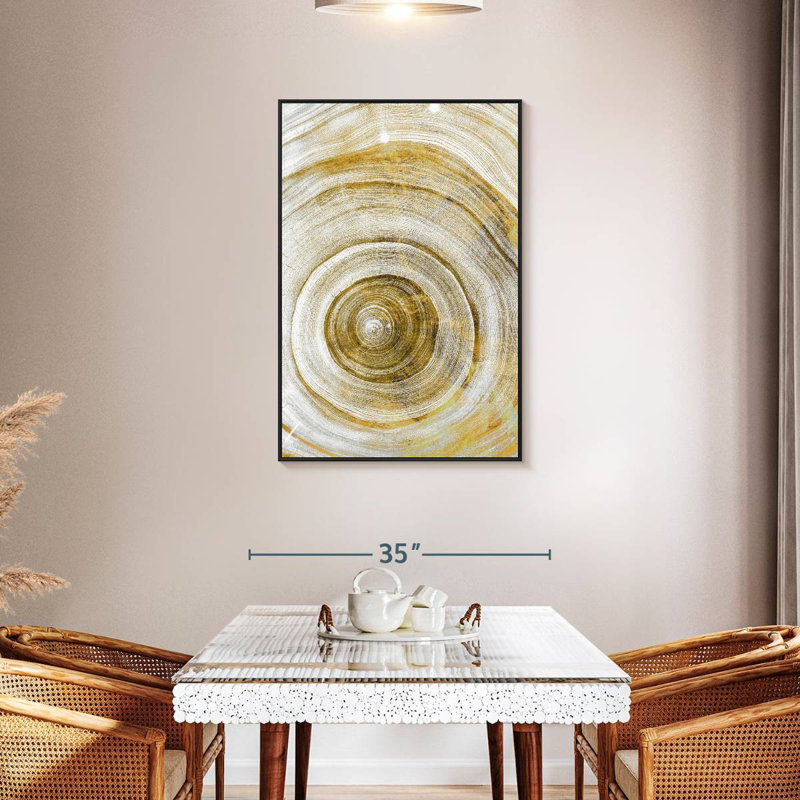 Anneaux d'arbre géométrique Volk, Cadre flottant noir, 29 po x 43 po