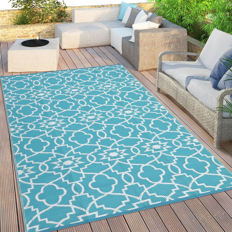Outdoor Rugs Modern Geometric Striped Area Rug Waterproof Stain Resistant Lightweight Large Carpet Durable Erasable Reversible Rug for Garden Backyard Picnic Camping RV Deck Beach Trailer