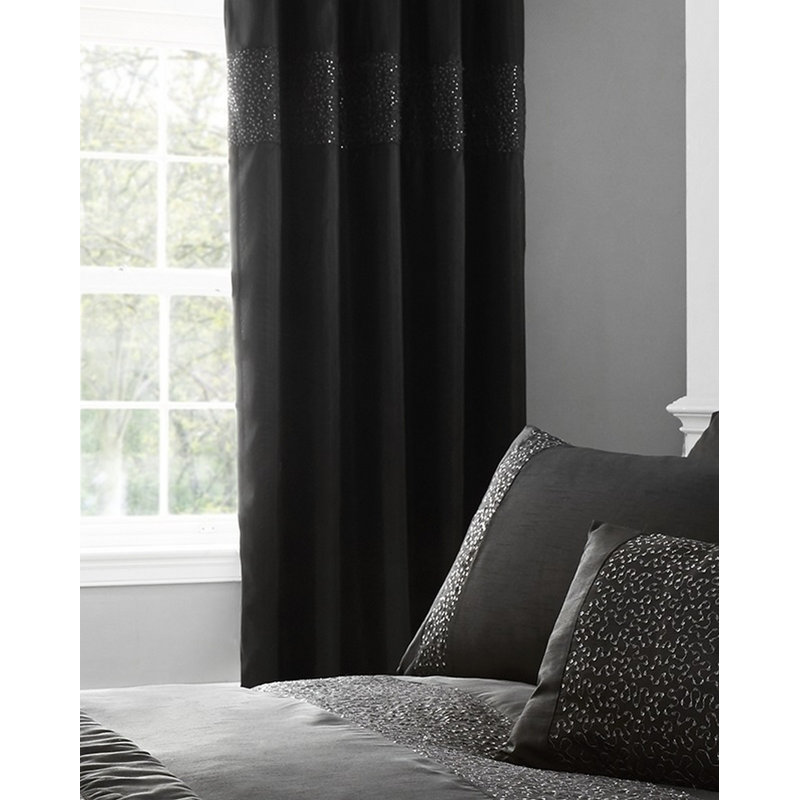 Lininger Room Darkening Curtain Panel Pair, Black
