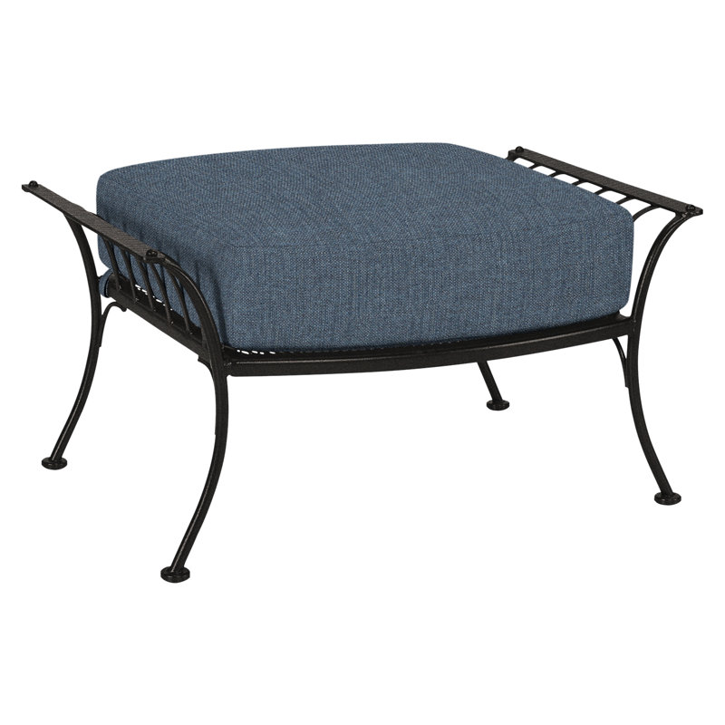 Monterra Outdoor Ottoman, Carbon Black, Sash Denim