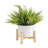 Elegant Ceramic Chevron Planter With Wood Stand, A Stylish And Functional Addition To Any Space.