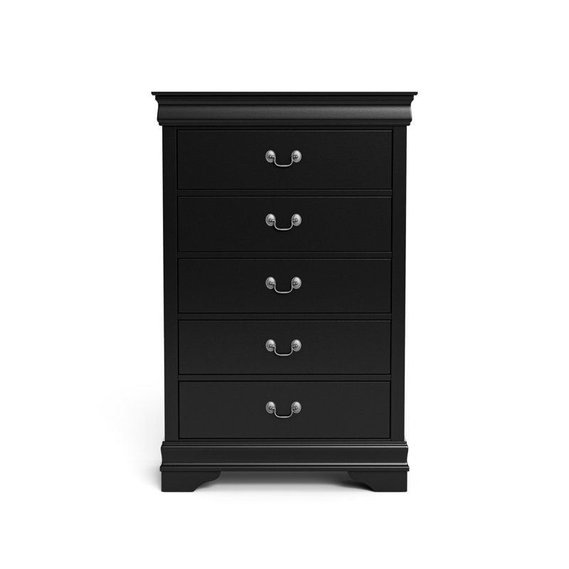 Commode 5 tiroirs Aberdeen, Noir, noir, noir, noir