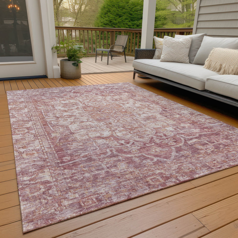 Machine Washable Indoor/Outdoor Xhevrie Paprika Rug, Rectangle 2'6" x 3'10"