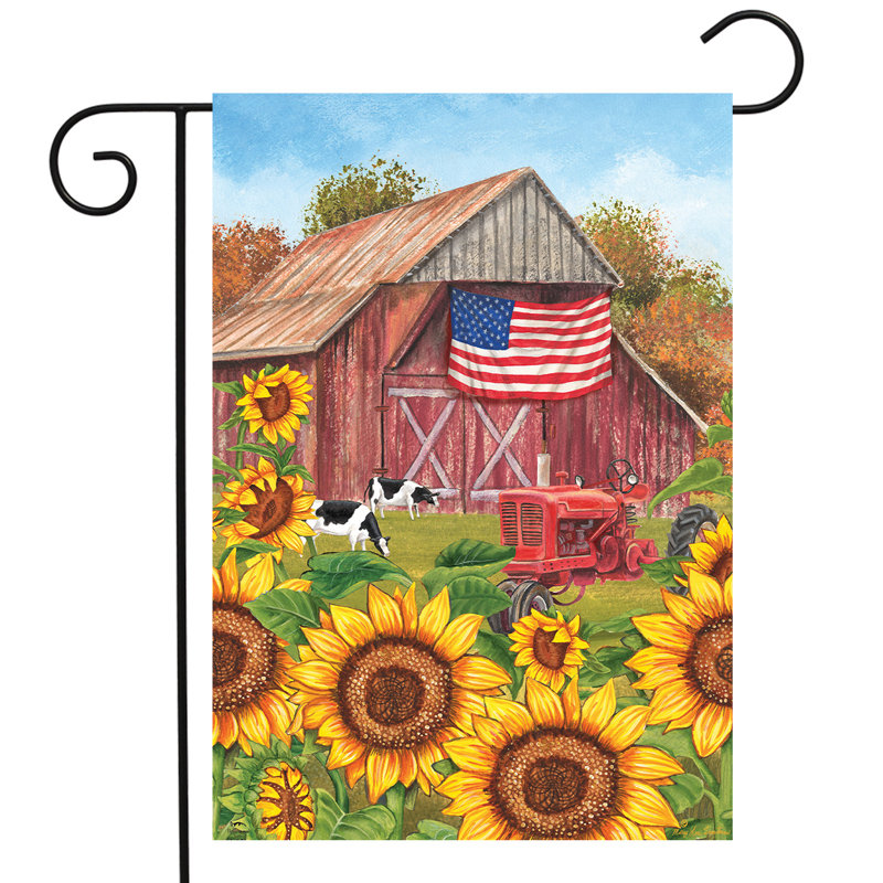Drapeau de jardin tournesol grange d'automne