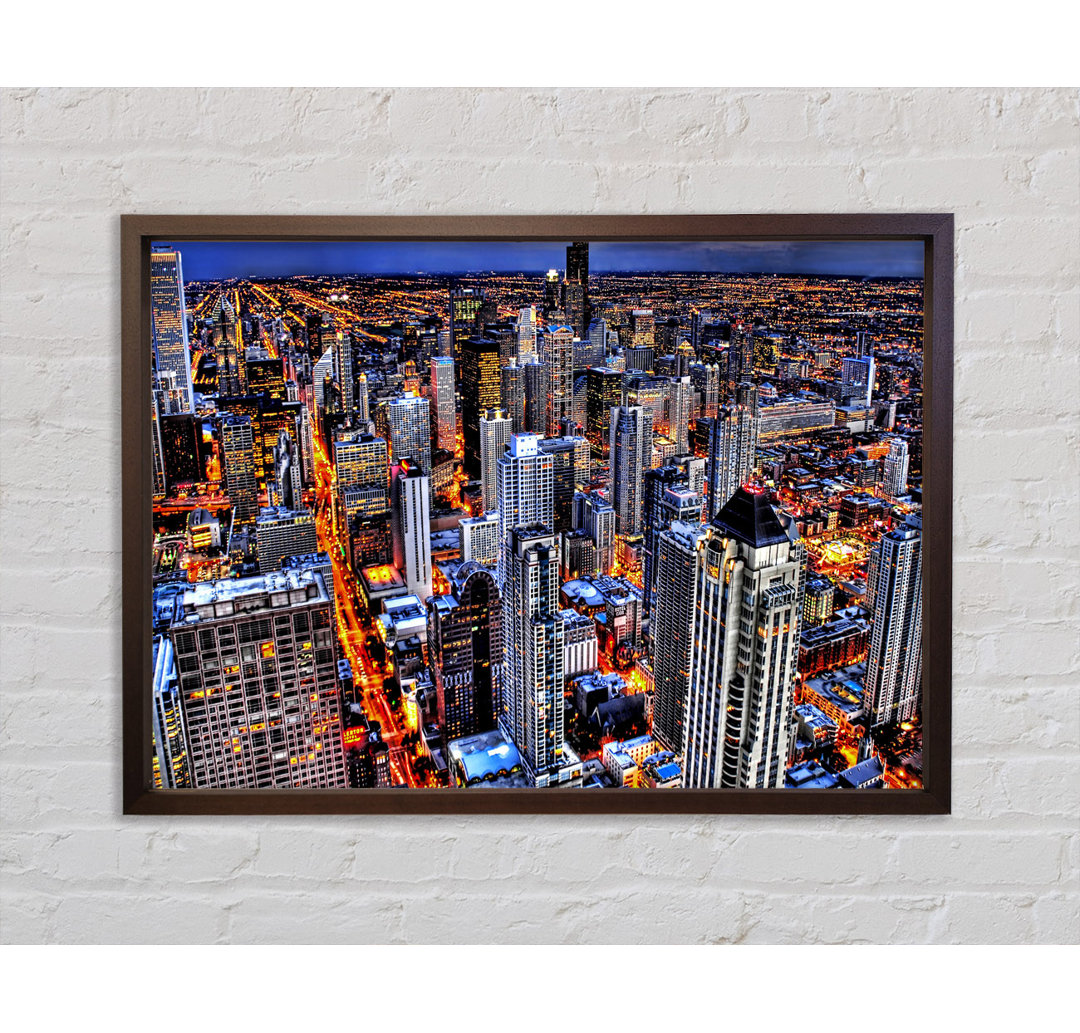 Chicago Illinois Night Lights - Einzelbildrahmen Kunstdrucke auf Leinwand