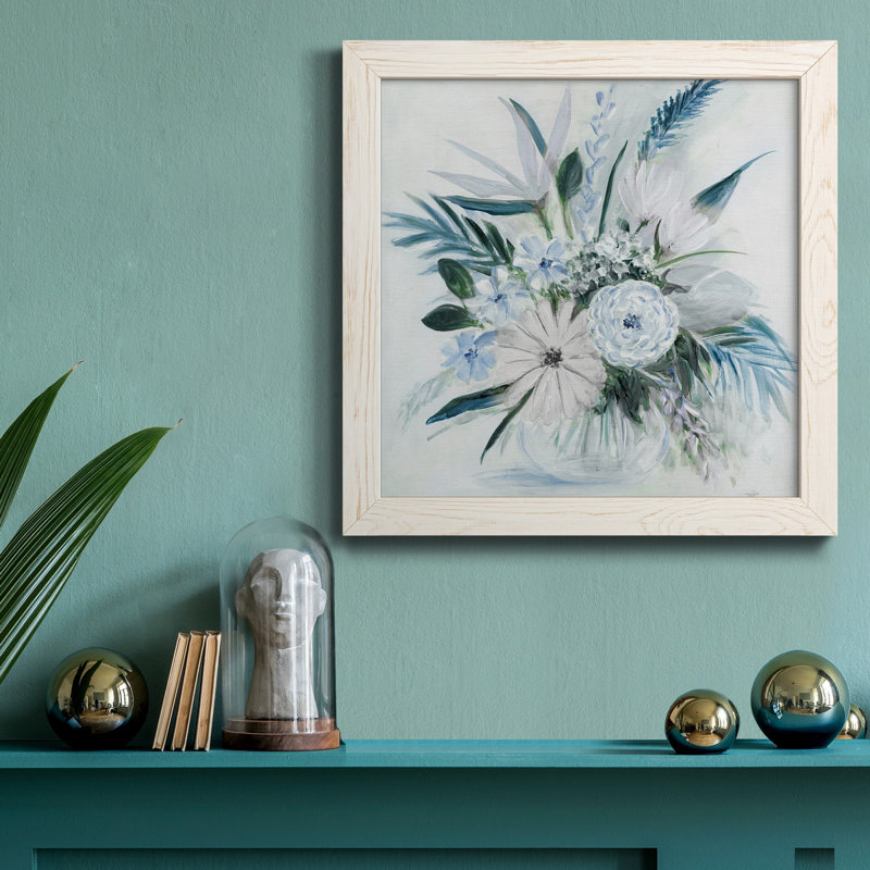 Yellow Mums - Peinture sur toile encadrée, Cadre blanc, H 35,5 po x l 35,5 po x P 1,5 po