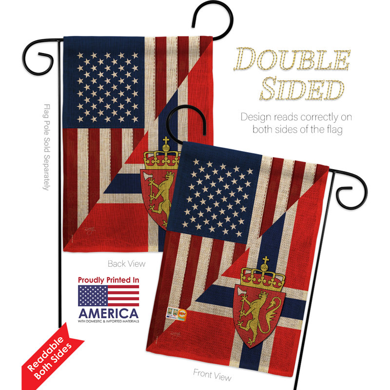 En toile jute american norvège amitié the world impressions 2 côtés de 19 po x 13 po ensemble de drapeau