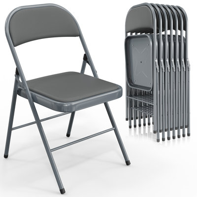 Ensemble de 6 chaises pliantes grises 15,75 po 17,72 po 30,71 po Tube en acier
