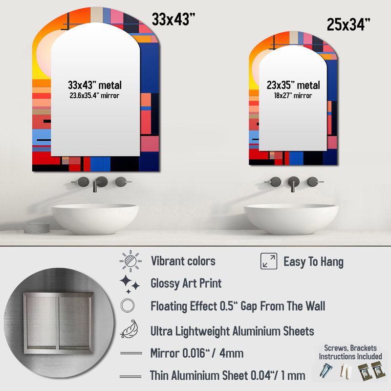 Miroir mural De Stijl, 34 po x 25 po