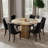 Rpund Modern Farmhouse Dining Set with Linen Dining Chair Set for Dining Room-425670861-425670860-424261678