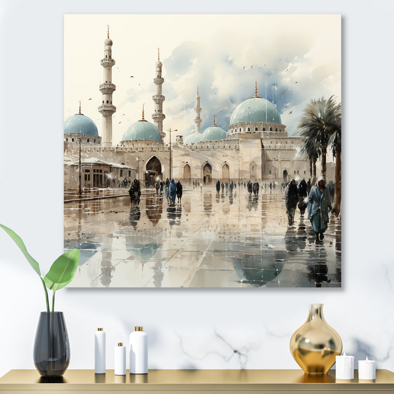 «Mosquée blanche et bleue», art mural, H 29 po x l 29 po