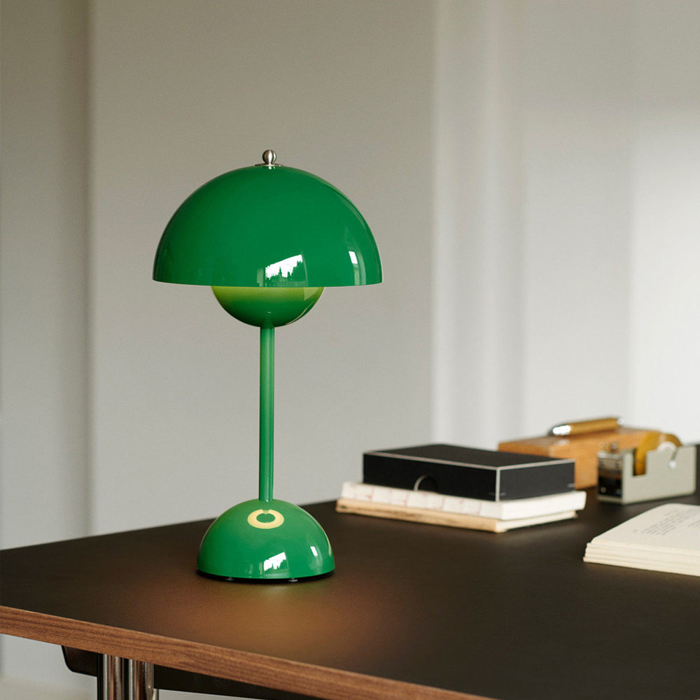 Brunilde Adjustable Metal Table Lamp, Green, Green