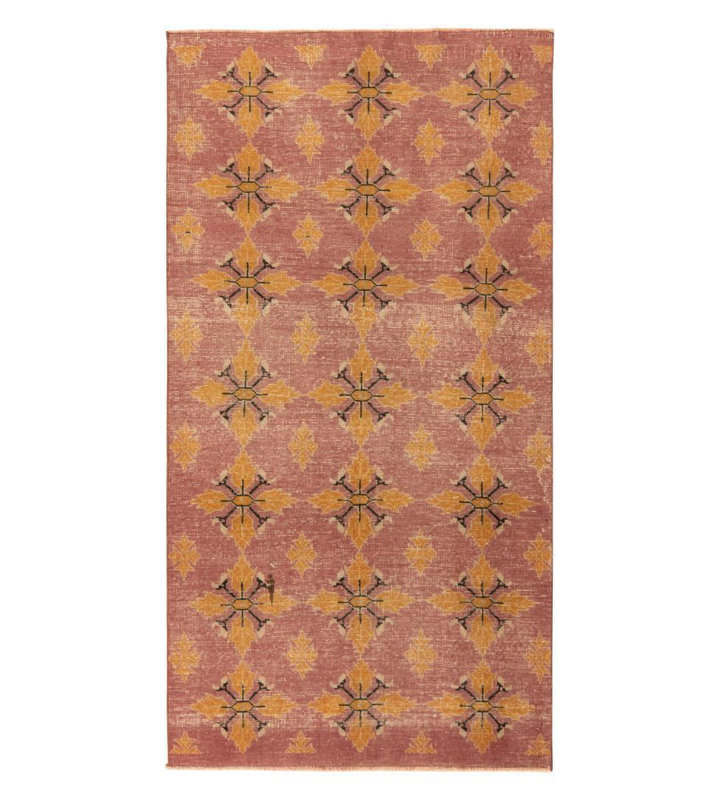 Wool Floral Area Rug in Pink/Orange