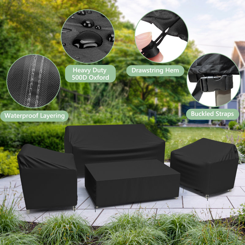 Housse de patio pour 4 pièces, Noir