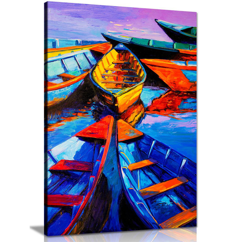 Boats & Sea - Wrapped Canvas Print, 31cm H x 20cm W