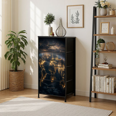 Commode de rangement verticale 4 tiroirs avec mappemonde