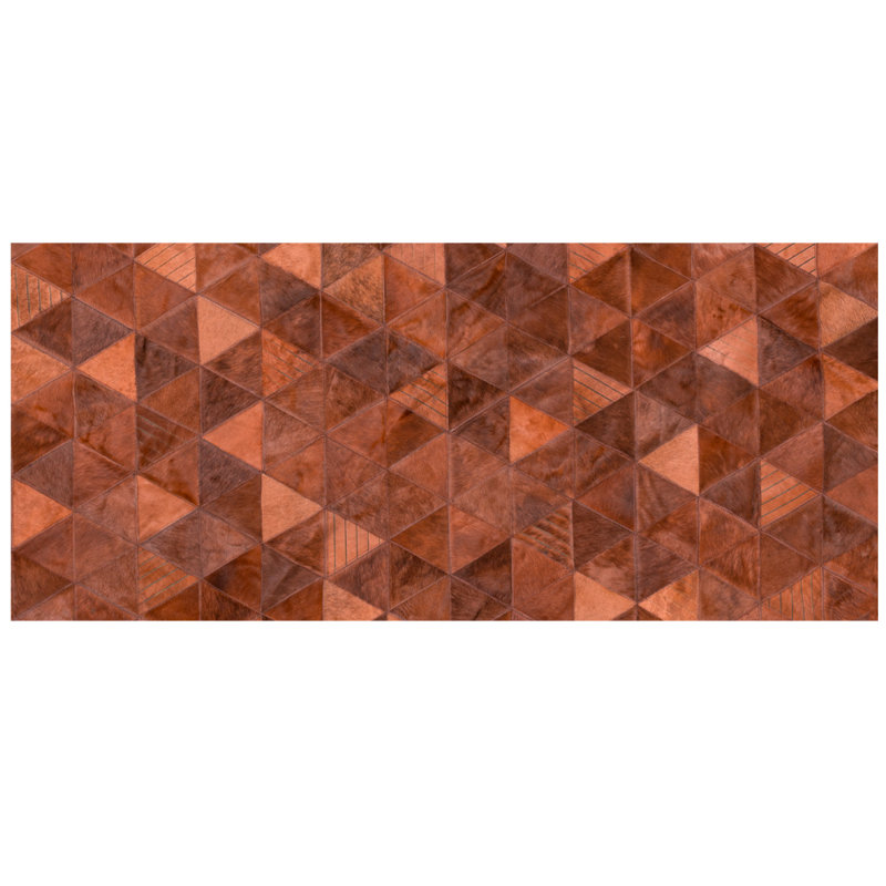 Trilogia Cowhide Geometric Area Rug in Brown, Runner 2'7" x 6'6"