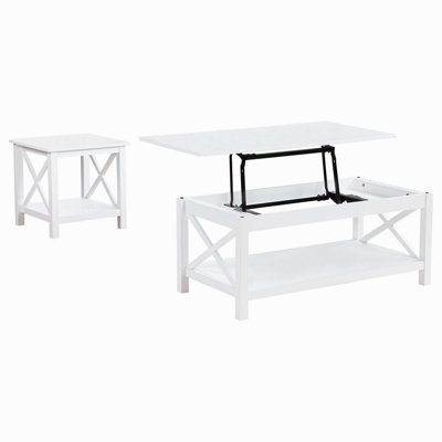 Slater White 2-piece Lift-Top Coffee Table Set