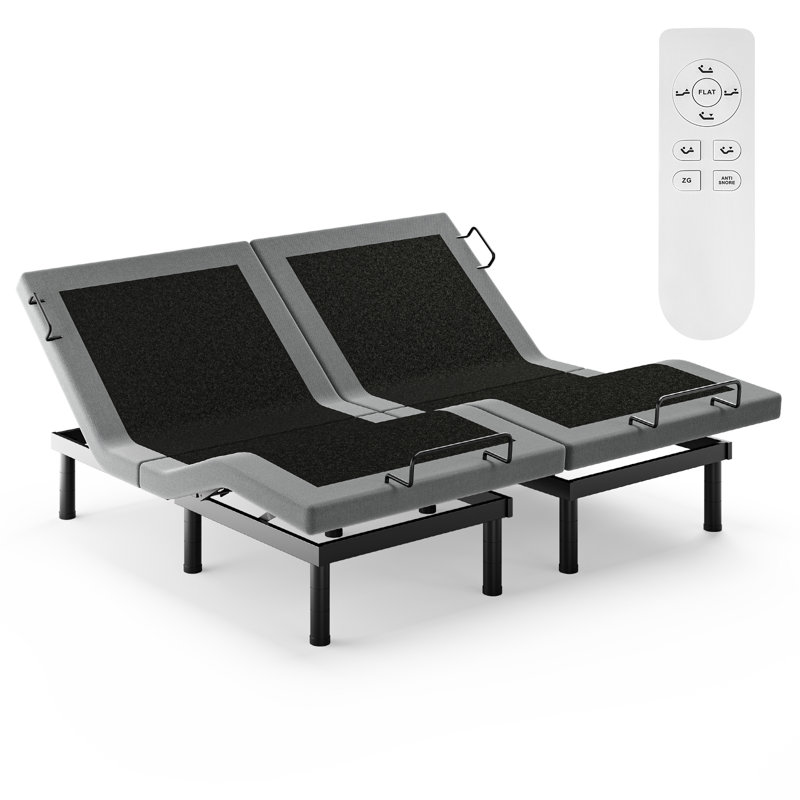 Structure de lit réglable avec télécommande sans fil, zéro gravité et anti-ronflement, Très grand divisé 
