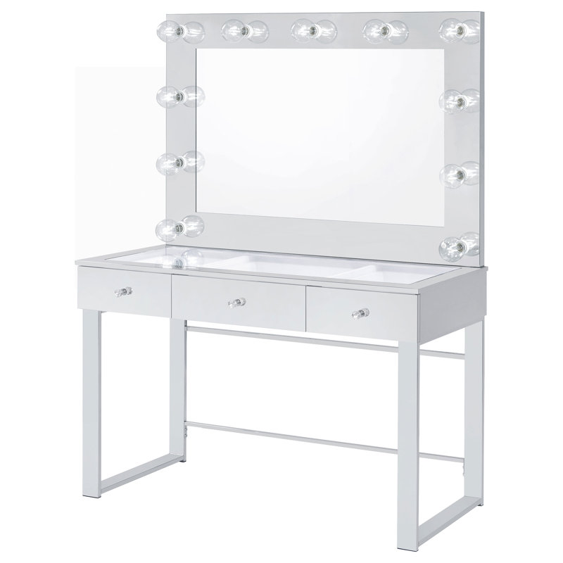 Ensemble de meuble-lavabo 3 tiroirs avec éclairage Ahlers - chrome et blanc